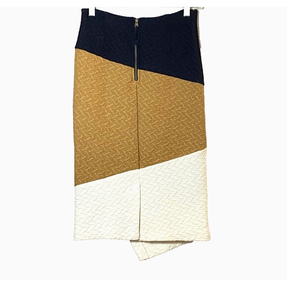 HD in Paris Textured Knit Pencil Skirt Womens 4 Asymmetrical Multi Color Block - Picture 5 of 16
